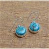 Orecchini In Argento Sterling 925 Fatti A Mano Turchese Blu Gemme Naturali A-97A