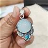 Belli Luna, Topazio Blu Gemma 925 Argento Sterling Fatto a Mano Ciondolo X-67