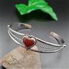 Bracciale Rigido Cornalina Gemma Cuore Argento 925 Fatto A Mano RM-25