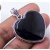 San Onice Nera Gemma 925 Argento Sterling Fatto a Mano Ciondolo T-13