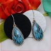 Orecchini Lush in Argento 925 Turchese Blu Pietra Naturale A-165 Fatti a Mano