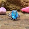 Valentine's Regalo Topazio Blu Gemma 925 Argento Sterling Artigianale Anello