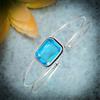 Bracciale Cuff In Argento Sterling 925 Con Gemma London Blue Topaz Fatta A Mano