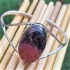 Bracciale Cuff In Argento Sterling 925 Fatto A Mano In Gemma Di Rodonite RM-25