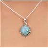 Buon Aspetto Pendente In Larimar In Argento Sterling 925 Fatti A Mano B-2