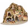 ROSSI ROSA Grande Presepe Illuminato con Cascata Forno Mulino a Vento 108x74x75 cm