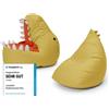 Lumaland Set di poltrone sacco per bambini "Dino" (2 pezzi) - Poltrona sacco gialla senape per bambini, set da 2, modello "Dino", imbottitura in perline EPS, rivestimento lavabile - Poltrona da relax