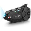 Dripio Auricolare Bluetooth con microfono integrato, dotato di fotocamera, risoluzione 1080p, interfono per 6 motociclisti, portata 1000 metri, colore nero