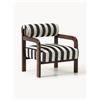 Westwing Collection Poltrona lounge in legno di frassino con rivestimento in bouclé Raymond - Nero, Marrone