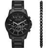 Armani Exchange Orologio da uomo nero, movimento cronografo al quarzo e cassa da 44 mm con cinturino in acciaio