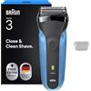 Braun Serie 3 Rasoio Elettrico Barba Uomo 310s Nero e Blu Notte | Regolabarba Uomo Impermeabile, 3 Lame Flessibili, Ricaricabile, Accessori Inclusi, Idea Regalo