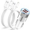 Dripio Caricabatterie da auto con 2 cavi Lightning, 2,4 A, 2 porte, per iPhone