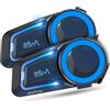 Dripio Auricolare Bluetooth per moto, interfono mesh, portata 1000 metri, per 8 motociclisti, confezione da 2