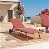 DEGHI Lettino reclinabile con ruote in acciaio e textilene imbottito terracotta - Zanzibar