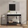 DEGHI Mobile bagno a terra 100 cm nero opaco con lavabo integrato dx e specchio - Axis