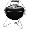 Weber Barbecue a carbone Smokey Premium/Design portatile, coperchio e braciere smaltati in porcellana, superficie di cottura di 37 cm, maniglia Tuck-N-Carry, nero