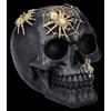 Figurina Teschio Nero-Oro con Ragni In Altezza 11,5 cm Halloween Gothic Deko