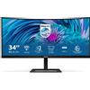 Philips E Line 346E2CUAE/00 Monitor PC 86,4 cm (34") 3440 x 1440 Pixel Wide Quad HD+ LCD Nero [346E2CUAE/00]