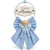 LO REALIZZO Fiocco Nascita Bimbo Personalizzato con Nome, Coccarda Nascita Azzurro in Stoffa con Orsetto e Targhetta in Legno, Fiocco Maschietto per Porta Ospedale, Idea Regalo Neonato