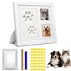 Yieson Kit Impronta Zampa Cane Gatto con Cornice in Legno, 3D in Gesso | Cornice Ricordo da Tavolo o Parete, Regalo per Animali, Foto 6,8 × 6,8 cm, 28 × 23 cm (Bianco)