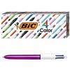 BIC 4-Color Grip Ballpoint Pen, Blue Barrel, Medium Point (1.0mm), Assorted Inks, 3-Count