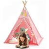 VEVOR Tenda da Gioco per Bambini Telaio in Legno di Pino a Forma di Teepee, in Tela di Cotone Rosa, con Tappetino Imbottito Luci a Stella Borsa per il Trasporto Bandiera Finestra Traspirante e Pompon