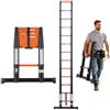 VEVOR Scala Telescopica 380 cm in Alluminio Portata 150 kg Arancione e Nera, Scala Telescopica Retrattile, Chiusura a un Pulsante, Gradini Antiscivolo, per Casa, Pittura, Pulizia Finestre e Camper