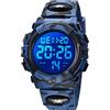 aswan watch Orologio Digitale Bambino con Sveglia, Cronometro, Blu S/M | Include sveglia, cronometro, data e luce LED, con cinturino in silicone blu; taglia S/M e design sportivo per bambini.