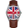SKOEN Orologio da uomo casual impermeabile al quarzo orologio data classico business marrone pelle orologio da polso Natale Union Jack Old Paint Watch, Marrone, Commerciale