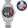 Citizen Eco Drive Disney Feisty Donald Duck 90th Anniversary Limited Edition Orologio e Pin Boxed Set, orologio da uomo in acciaio inox argento, 3 lancette (modello: AW1691-66W)