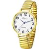 JewelryWe - Orologio da Donna Cinturino Elastico Quadrante Rotondo Grande Impara Ora Orologio al Quarzo Regalo per Mamma Anziani