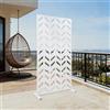 dmiuiou Paravento per esterni, 90 x 183 cm, in metallo, bianco | Divisorio autoportante con foglie di salice, per balcone, terrazza, giardino e interni