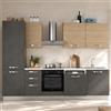 LIBEROSHOPPING Cucina revesibile 285 cm moderna mobile frigo Antracite e Rovere