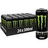 Monster Energy, 24 Lattine da 500 ml, Energy Drink con Ginseng, Taurina, Caffeina e Vitamine Gruppo B, Bevanda Energetica dal Gusto Originale e Fresco