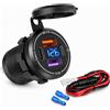 Dripio Caricabatterie USB da 60W, con 3 porte, tecnologia PD 30W, QC3.0, compatibile con 12V/24V, interruttore a levetta