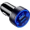 Dripio Caricabatterie da auto USB, 36W, QC3.0, 2 porte, con LED, interruttore a sfioramento