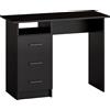 HOMCOM Scrivania Salvaspazio con 3 Cassetti, Ripiano Aperto, Scrivania Ufficio, Moderna, Tavolo PC per Computer Casa Ufficio Studio Camera da Letto, 100x40x75 cm, Nero | Aosom Italy