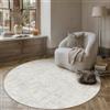 PureCozy Tappeto Rotondo 120cm Beige Antiscivolo | Lavabile, Moderno, Astratto, Naturale, Rotondi, Cameretta, Scendiletto, Camera da Letto, Ufficio, Pelo Corto, Tondo