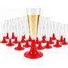 cecaro group Flute in Plastica 130 cc con Base Rossa - Bicchieri da Spumante e Prosecco Riutilizzabili, Resistenti e Lavabili a Mano - Calici per Feste, Aperitivi ed Eventi -48 Pezzi