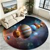 Generic Tappeto rotondo lavabile per soggiorno, motivo: universo, 160 cm | Tappeto circolare antiscivolo, a pelo basso, morbido, non perde peli, pianeti del sistema solare, per camera da letto