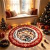 GIBZ Tappeti Natalizi 3D Lavabili Illusione Ottica Zerbino 100x100cm | Tappeti Rotondo a Pelo Corto per Feste Tappetino Assorbente per Camera da Letto e Soggiorno