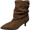 Generico Donna Stivali al Polpaccio in Scamosciato con Tacco Sottile | Gamba Larga, Scarpe Texani Camoscio a Punta, Cowboy Boots Invernali
