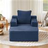 MOHUANG Divano chaise longue moderno senza ossa in velluto a coste comodo divano letto poltrona relax senza montaggio Poltrona sdraio per soggiorno, ufficio e appartamento, blu