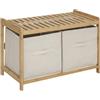 5 five simply smart 5five - panca portaoggetti tidy box con 2 cestini in bambù marrone 66,8x35cm