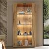HeartySend Vetrina con 2 ante in vetro e 4 ripiani, illuminazione a LED, 80 x 36 x 150,5 cm (naturale)