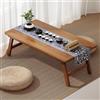 JingNian Tavolo Tatami Pieghevole in Bambù, Tavolino da Meditazione e Tè, Tavolo Basso Portatile per Casa, Soggiorno, Studio o Balcone, Stile Giapponese(57cm)