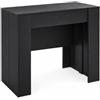 MEGAOFFERTE.IT Tavolo Consolle Allungabile 300 Cm Fino A 14 Posti Tavolo Trasformabile Salvaspazio Con 5 Prolunghe Integrate In Melaminico Antigraffio Sala Da Pranzo E Soggiorno (Nero)