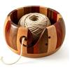 JOSTIVE Ciotola in legno con dimensioni di 15 × 8 cm, ciotola per maglia con guida per filo e fori per aghi, conservazione per lavori a maglia e uncinetto per uso domestico