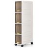 Generico BDIT Accessori Mobile Salvaspazio a 4 Piani con Ruote, Mobiletto Stretto con 4 Vani e Sportelli, Organizer Verticale per Bagno, Camera, Studio e Ingresso, Bianco