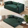 finoki DGREEN - Divano letto largo 203 cm, 3 in 1, senza ossa, in velluto a coste, durevole, con schienale in schiuma ad alta densità, per soggiorno